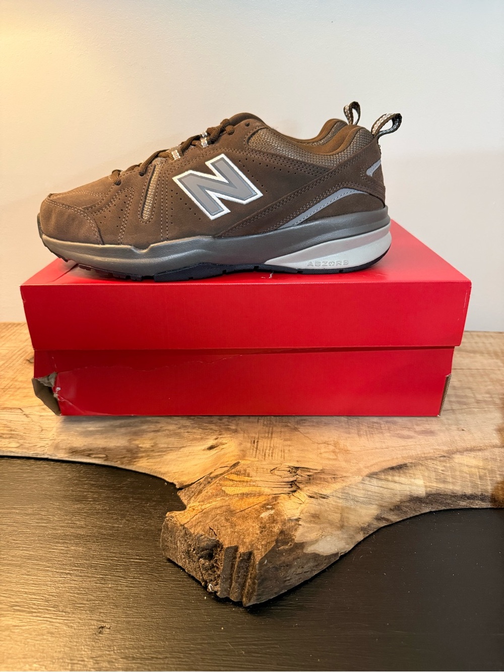 New Balance Men’s 608v5 Brown Suede Athletic Sneakers with Gray Accent M9.5